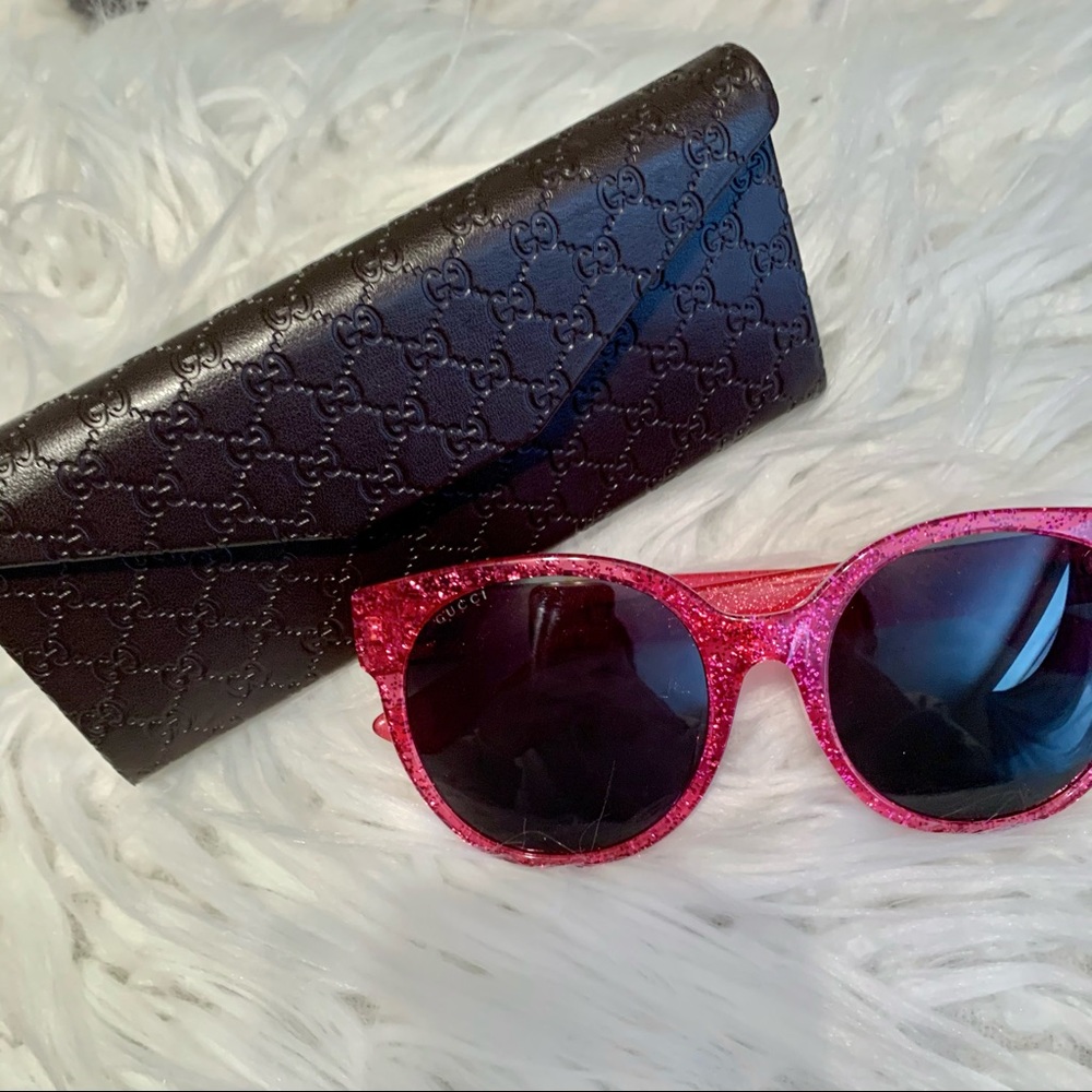 Oversized pink sparkly Gucci sunglasses